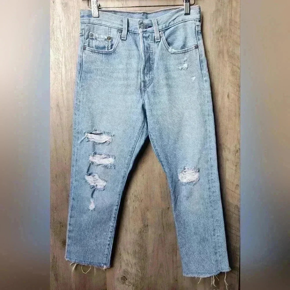 Levi's Denim - Vintage 501 Levi's Skinny High Rise Striaght Leg Pants Distressed 24x28